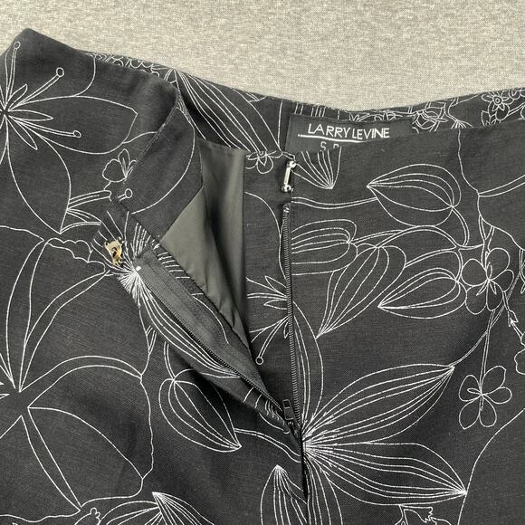 VTG Larry Levine Womens Pants 14 Black White Floral High Rise Straight Ankle - Picture 14 of 16